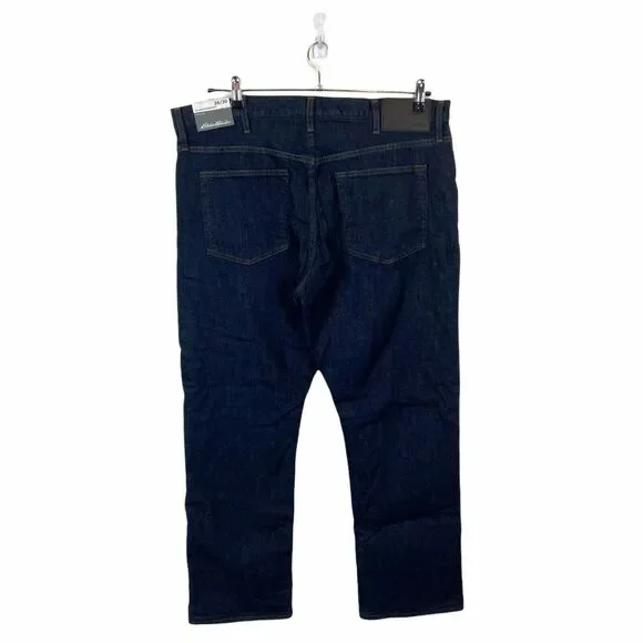 Eddie Bauer Jeans Men's Blue Dark Wash Flannel Lined Straight Leg size 38 X 30